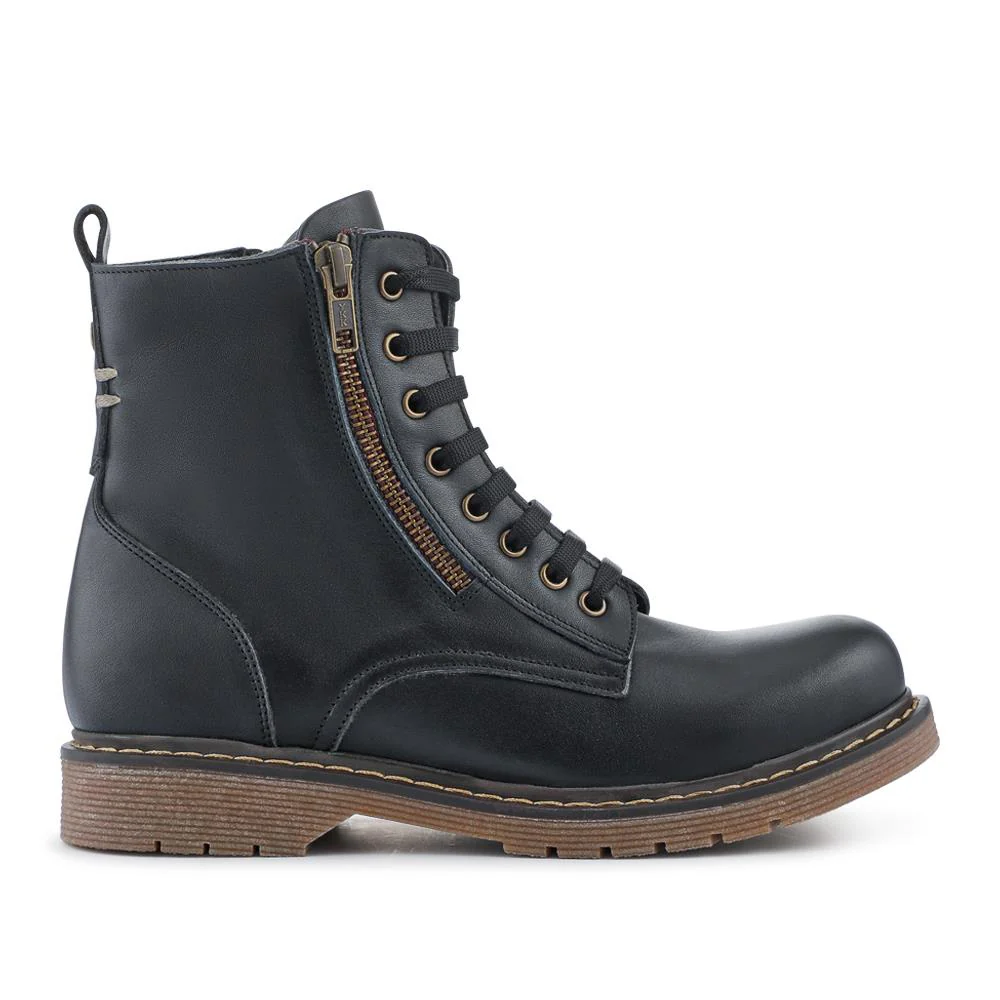 Wide-Fit Leather Zip-Up Boots - BELYNR42007 / 328 505 - Black - Image 2