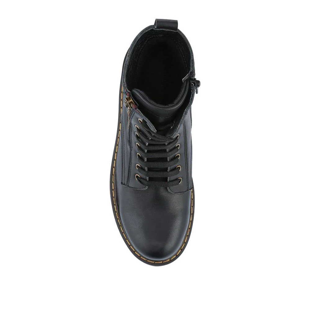 Wide-Fit Leather Zip-Up Boots - BELYNR42007 / 328 505 - Black - Image 4