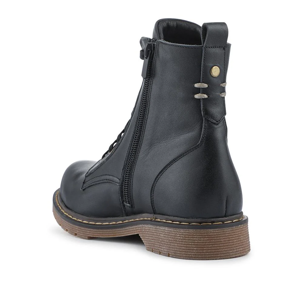 Wide-Fit Leather Zip-Up Boots - BELYNR42007 / 328 505 - Black - Image 5