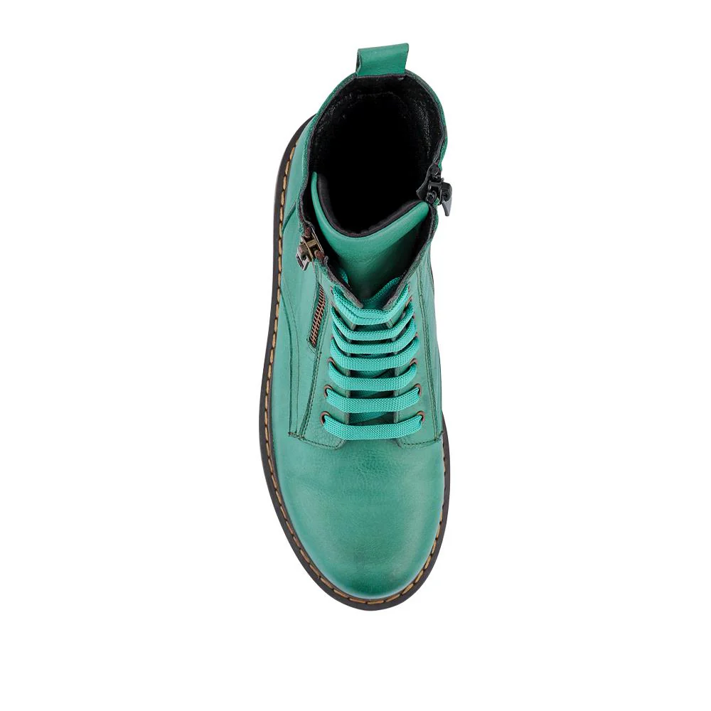 Wide-Fit Leather Zip-Up Boots - BELYNR42007 / 328 505 - Green - Image 4