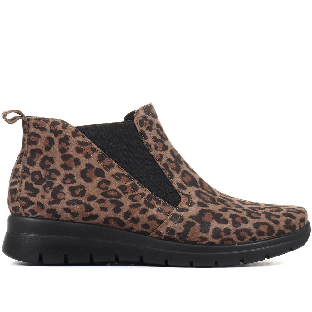 Wide Fit Leopard Print Chelsea Boots - FLY30000 / 315 741 - Brown Leopard - Image 2