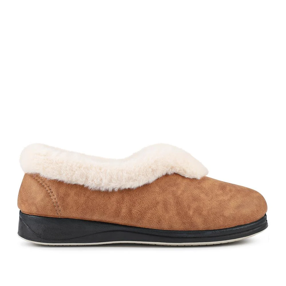 Wide Fit Memory Foam Cosy Slippers - QING42006 / 327 933 - Chestnut - Image 2
