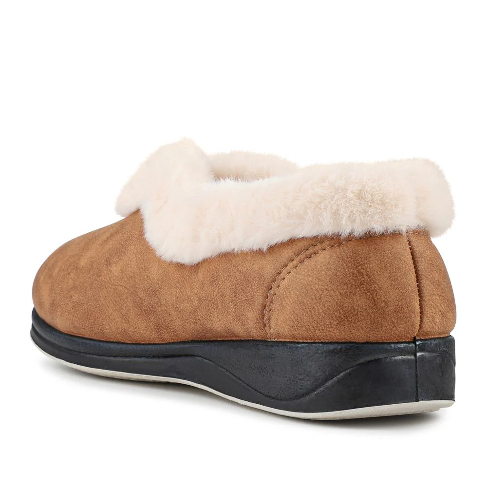 Wide Fit Memory Foam Cosy Slippers - QING42006 / 327 933 - Chestnut - Image 3