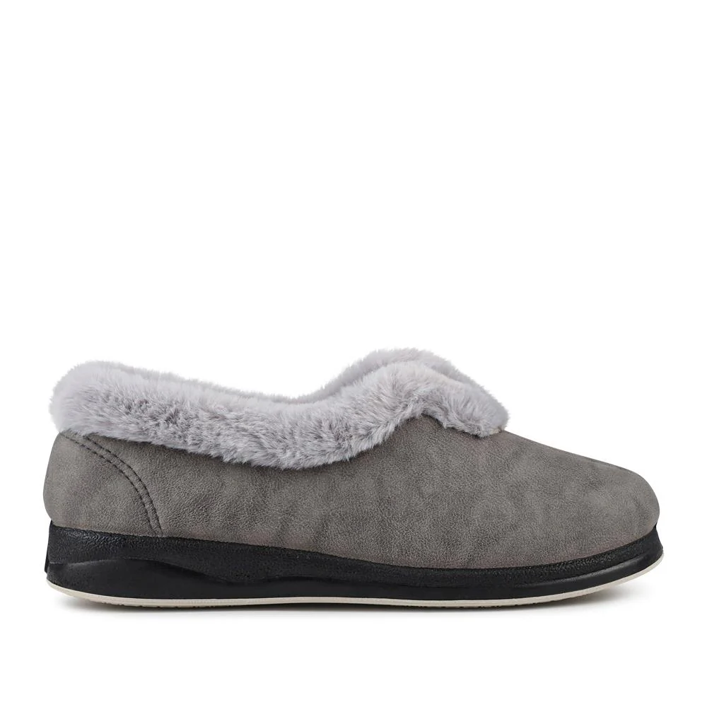 Wide Fit Memory Foam Cosy Slippers - QING42006 / 327 933 - Grey - Image 2