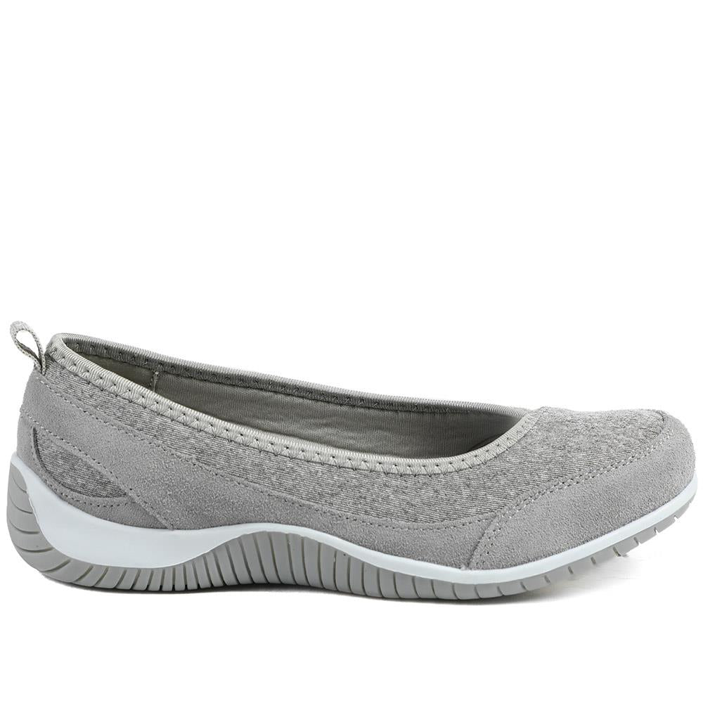 Wide Fit Memory Foam Floral Pumps - BRK43007 / 329 007 - Grey - Image 2