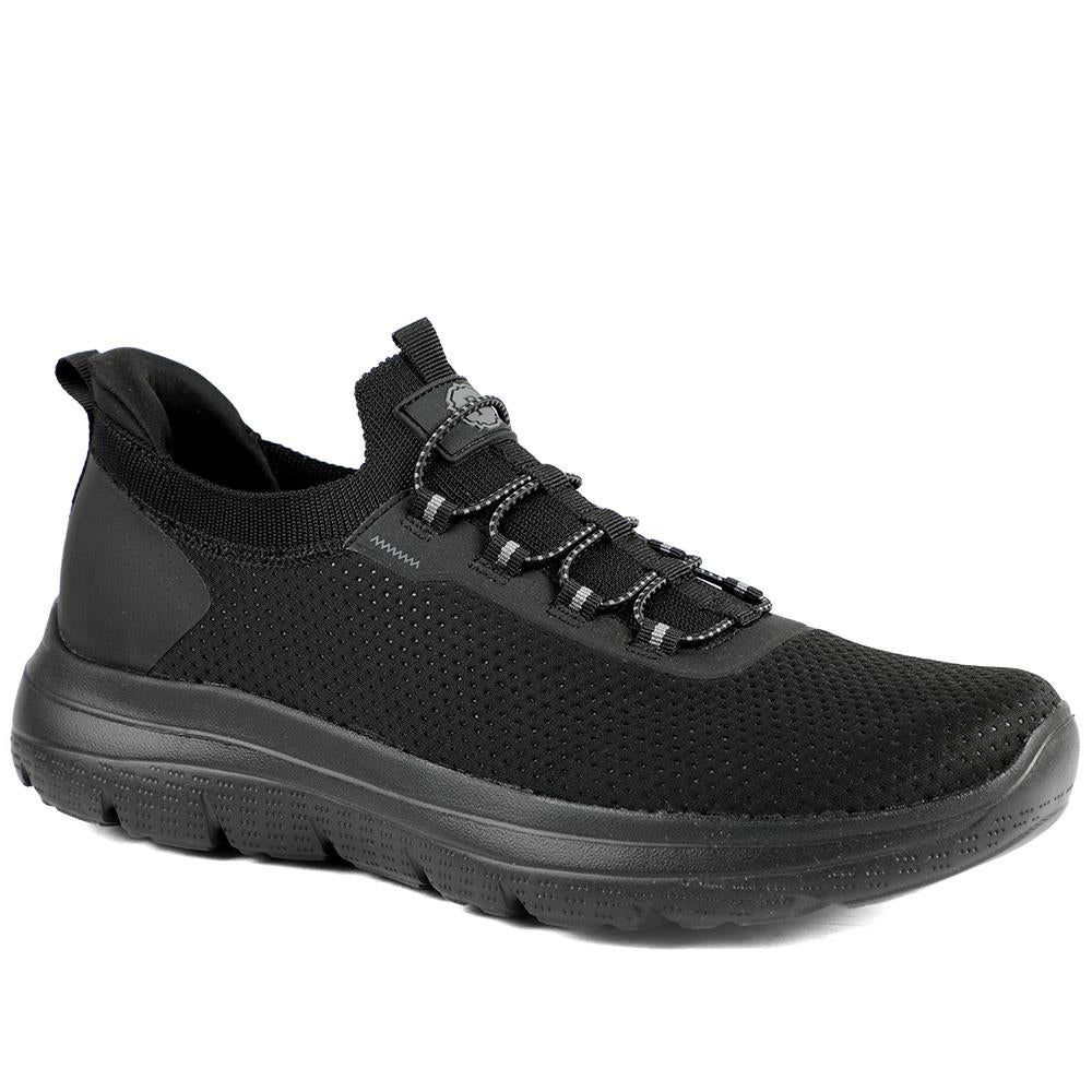 Easy Step In Wide Fit Memory Foam Lace Up Trainers - BOJIE43000 / 328 888 - Black