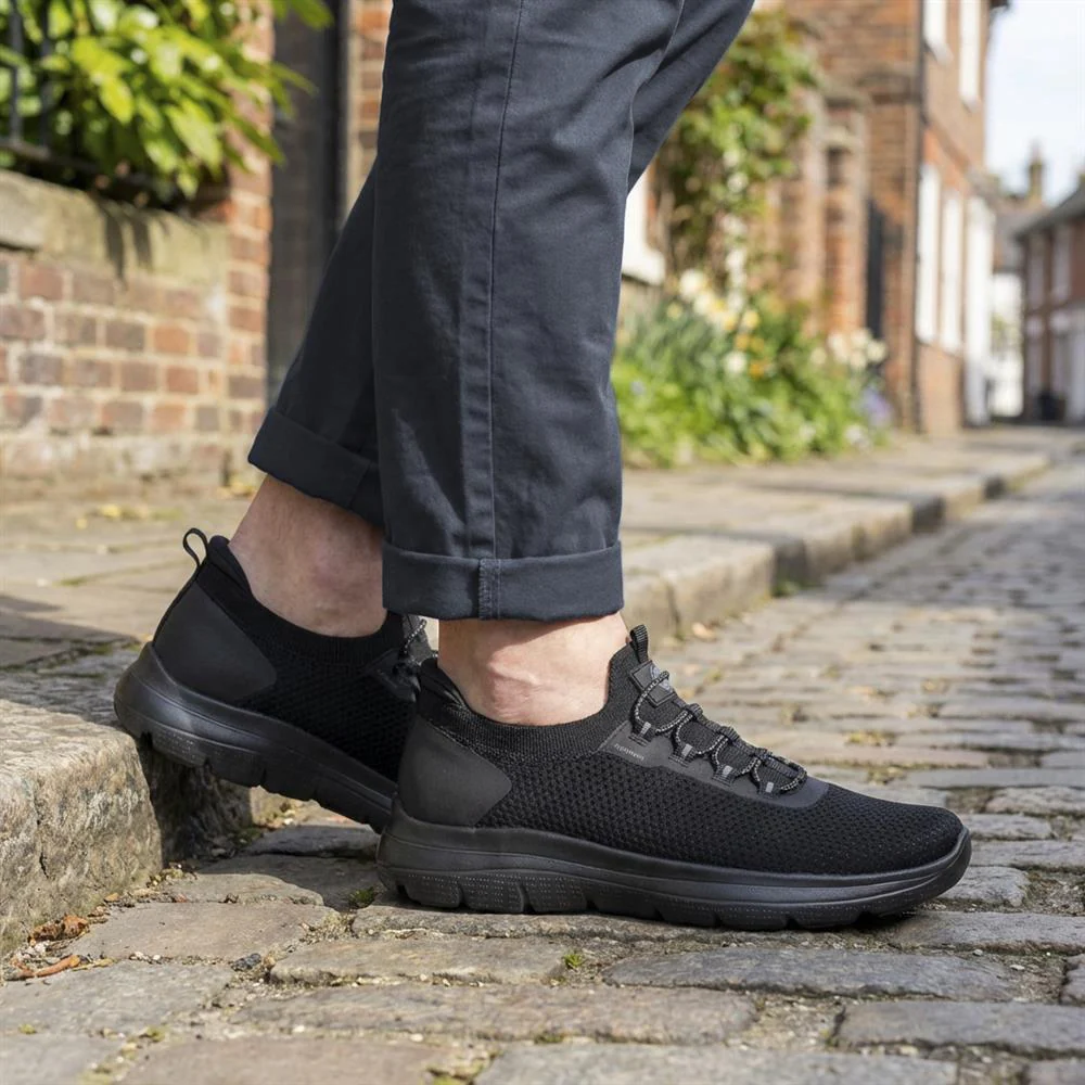 Easy Step In Wide Fit Memory Foam Lace Up Trainers - BOJIE43000 / 328 888 - Black - Image 2