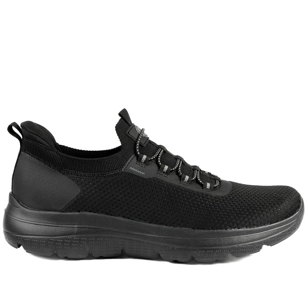 Easy Step In Wide Fit Memory Foam Lace Up Trainers - BOJIE43000 / 328 888 - Black - Image 3