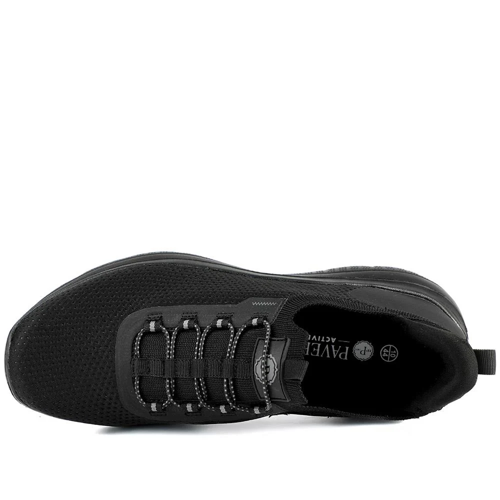 Easy Step In Wide Fit Memory Foam Lace Up Trainers - BOJIE43000 / 328 888 - Black - Image 5