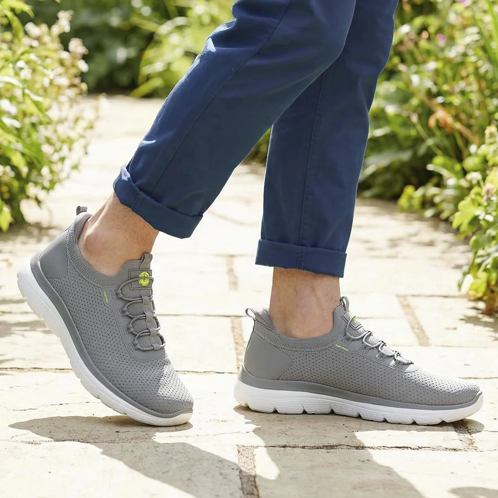Easy Step In Wide Fit Memory Foam Lace Up Trainers - BOJIE43000 / 328 888 - Charcoal - Image 2