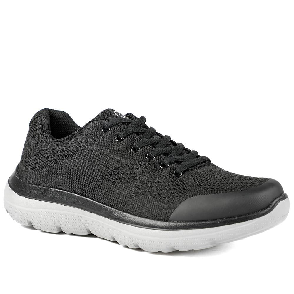 Wide Fit Memory Foam Lace Up Trainers - BOJIE43001 / 328 889 - Black
