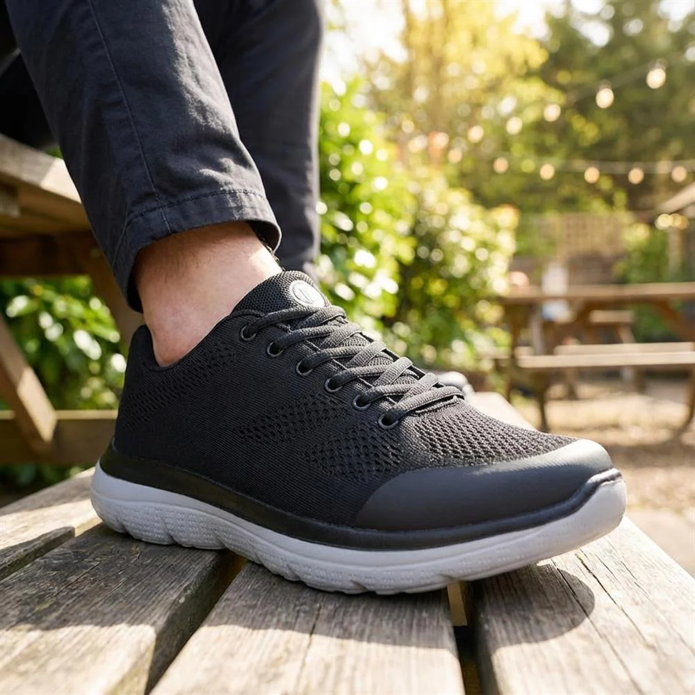 Wide Fit Memory Foam Lace Up Trainers - BOJIE43001 / 328 889 - Black - Image 2