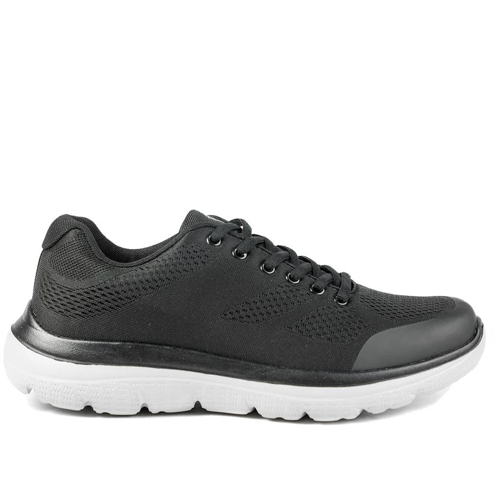 Wide Fit Memory Foam Lace Up Trainers - BOJIE43001 / 328 889 - Black - Image 3
