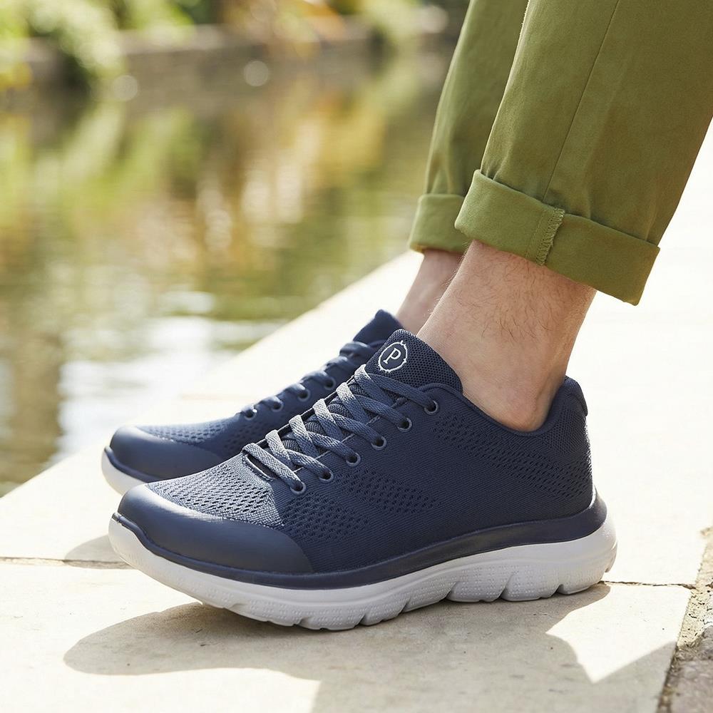 Wide Fit Memory Foam Lace Up Trainers - BOJIE43001 / 328 889 - Navy - Image 2