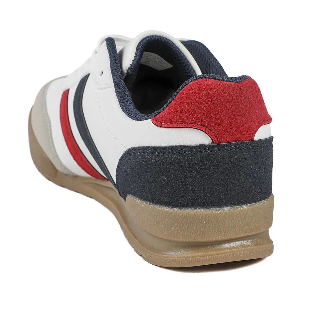 Wide Fit Memory Foam Lace Up Trainers - SUNCH43000 / 328 962 - White-Navy-Red - Image 3