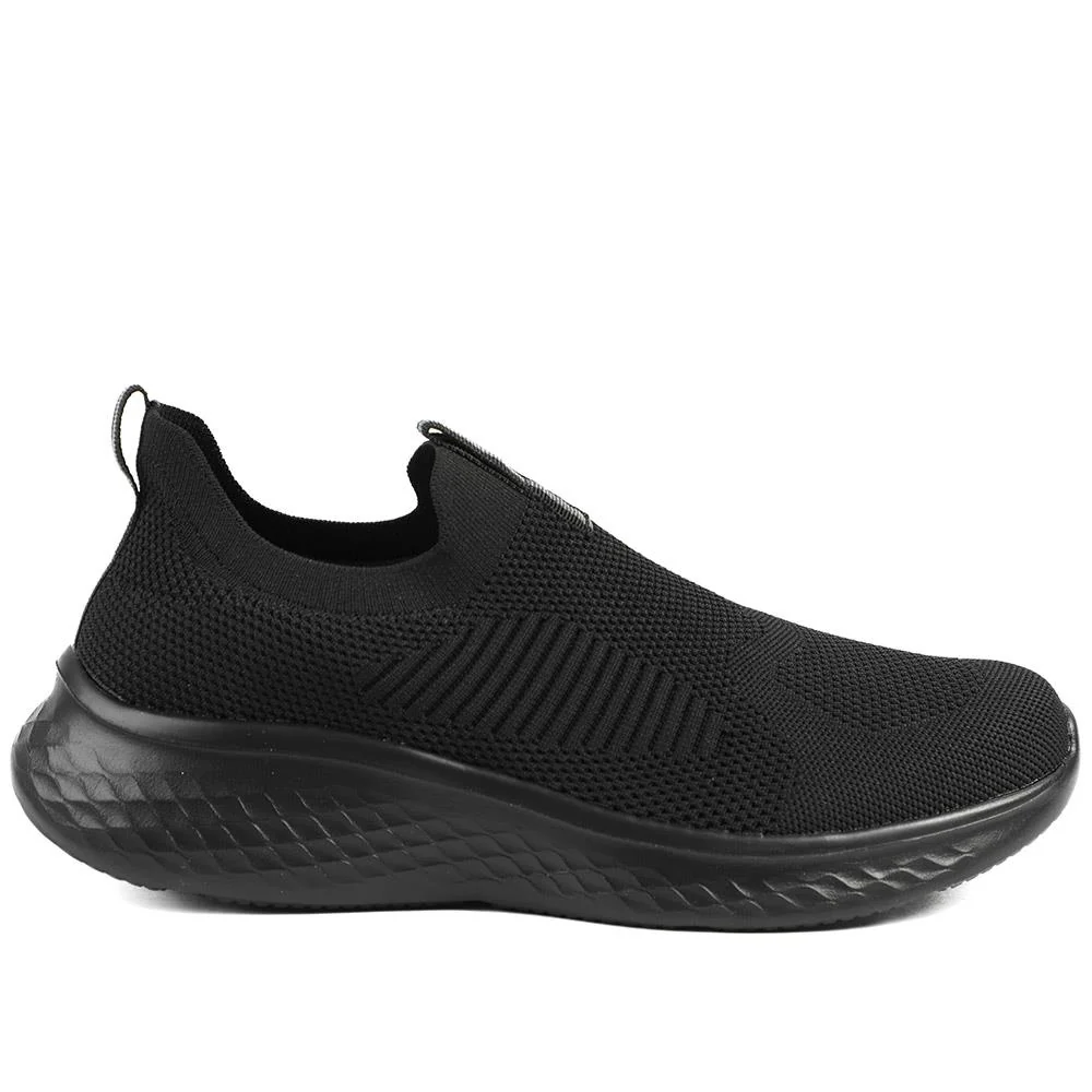 Wide Fit Memory Foam Easy Step In Trainers - BRK43041 / 329 070 - Black - Image 3