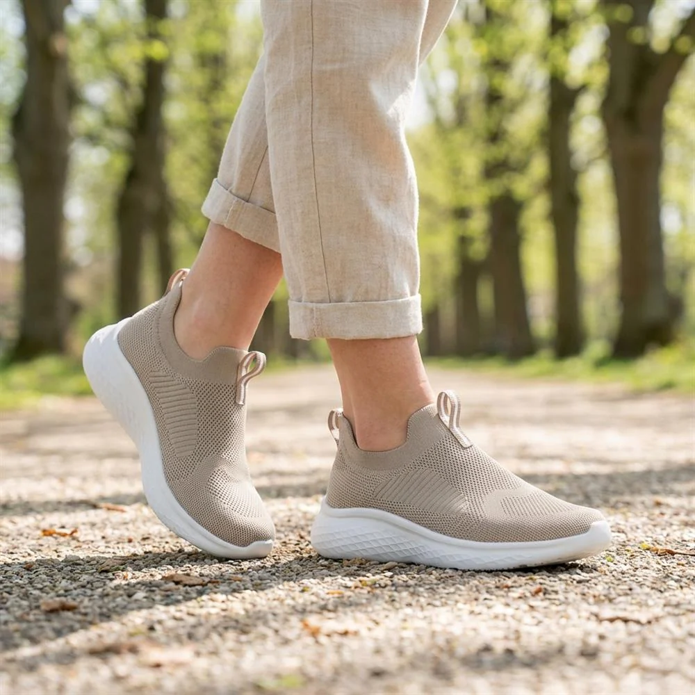 Wide Fit Memory Foam Easy Step In Trainers - BRK43041 / 329 070 - Taupe - Image 2