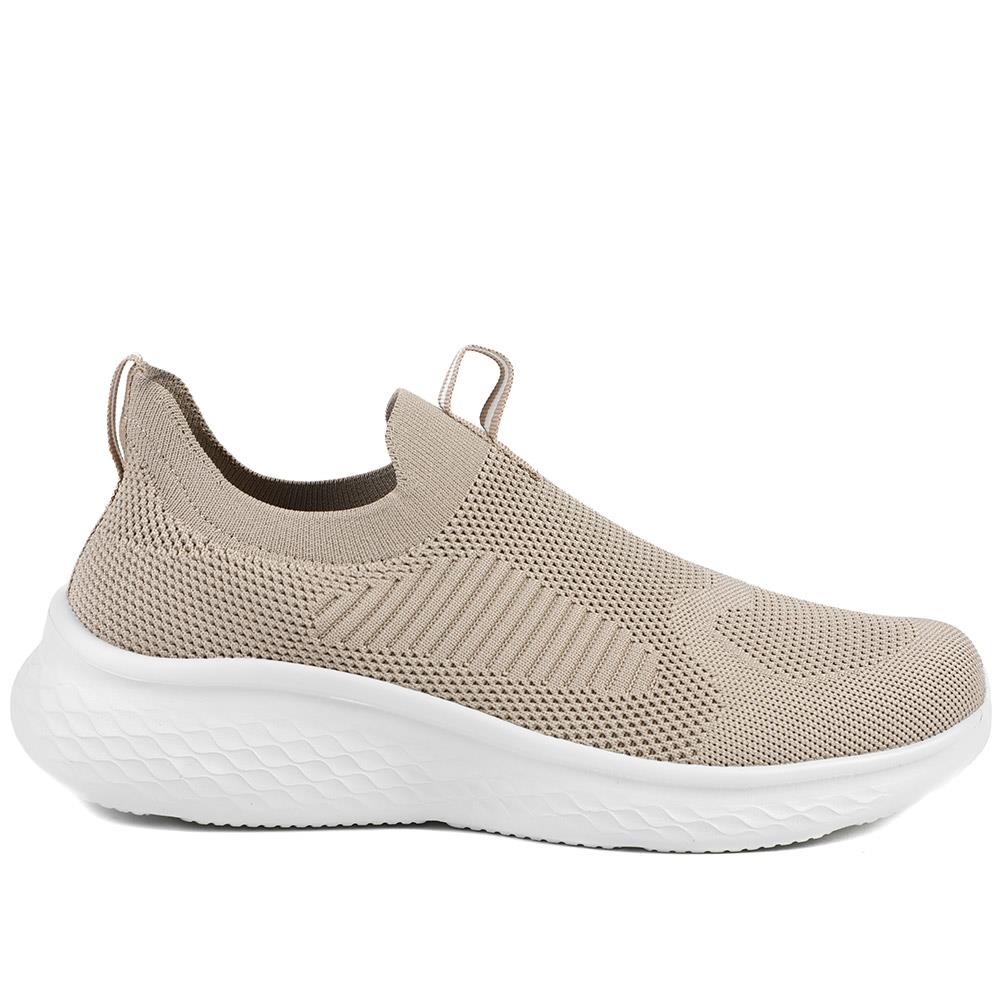 Wide Fit Memory Foam Easy Step In Trainers - BRK43041 / 329 070 - Taupe - Image 3