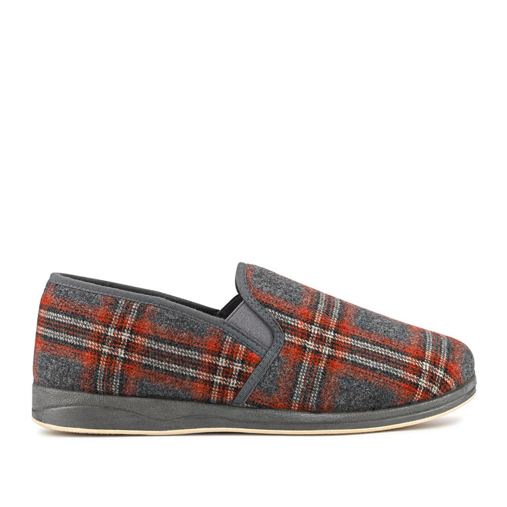 Wide Fit Memory Foam Slippers - QING42012 / 327 973 - Grey-Red - Image 2