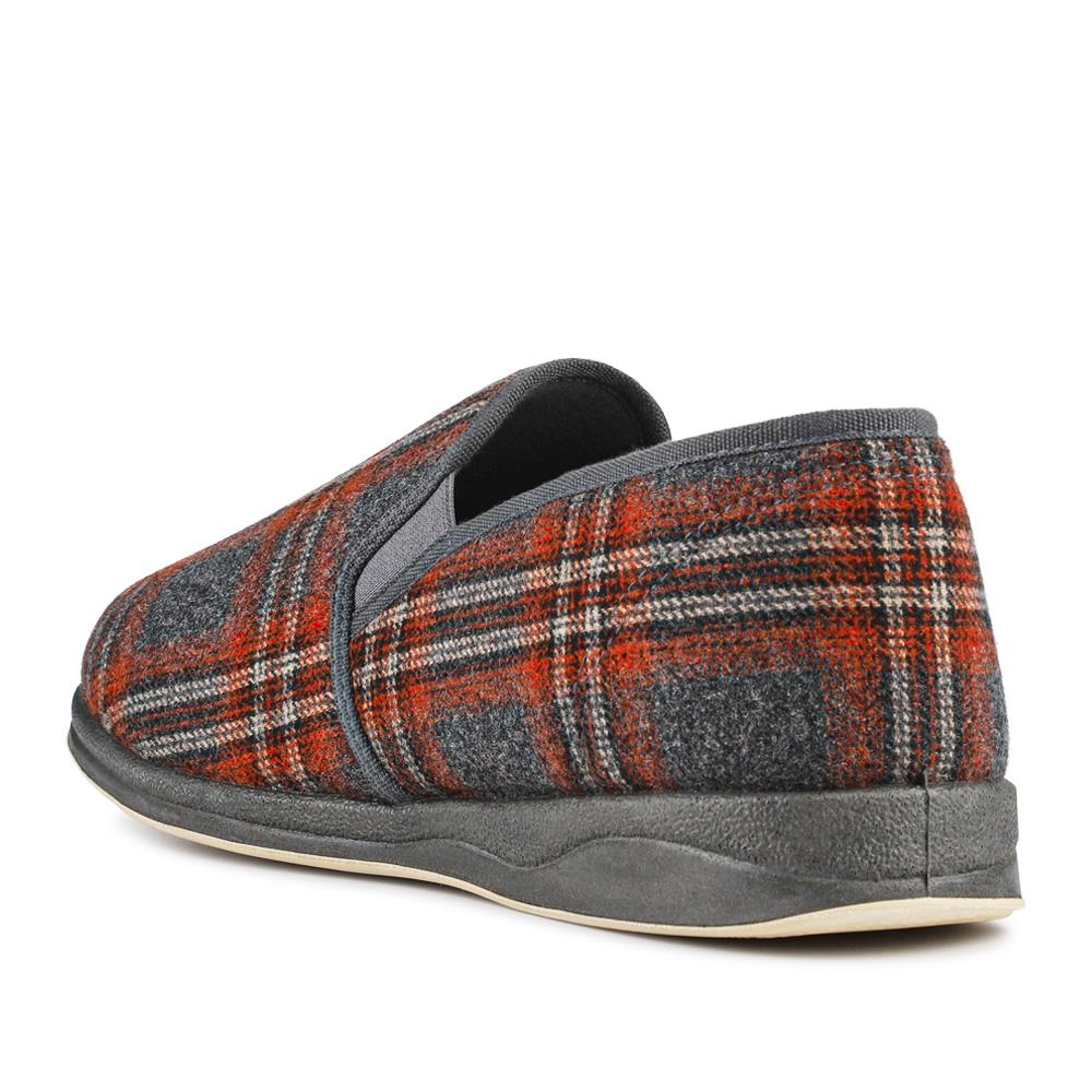 Wide Fit Memory Foam Slippers - QING42012 / 327 973 - Grey-Red - Image 3