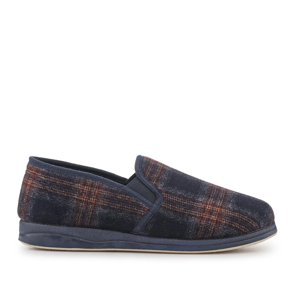 Wide Fit Memory Foam Slippers - QING42012 / 327 973 - Navy - Image 2