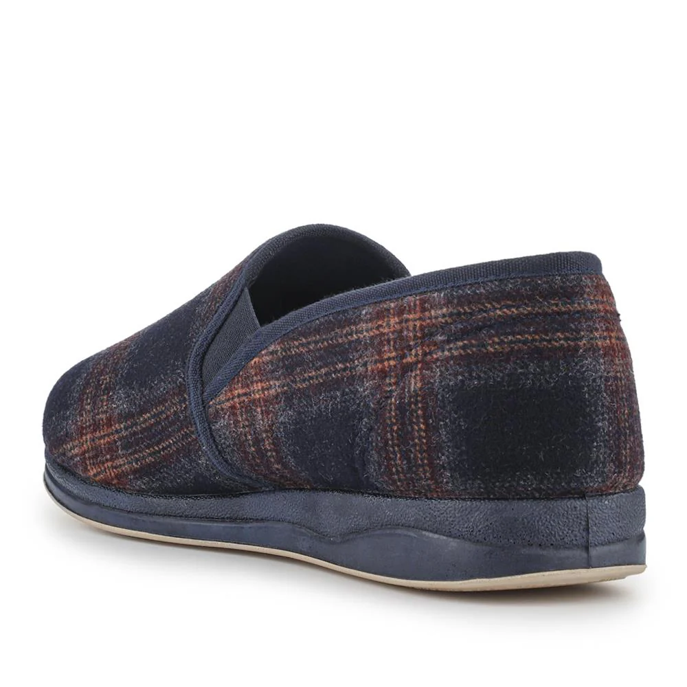 Wide Fit Memory Foam Slippers - QING42012 / 327 973 - Navy - Image 3