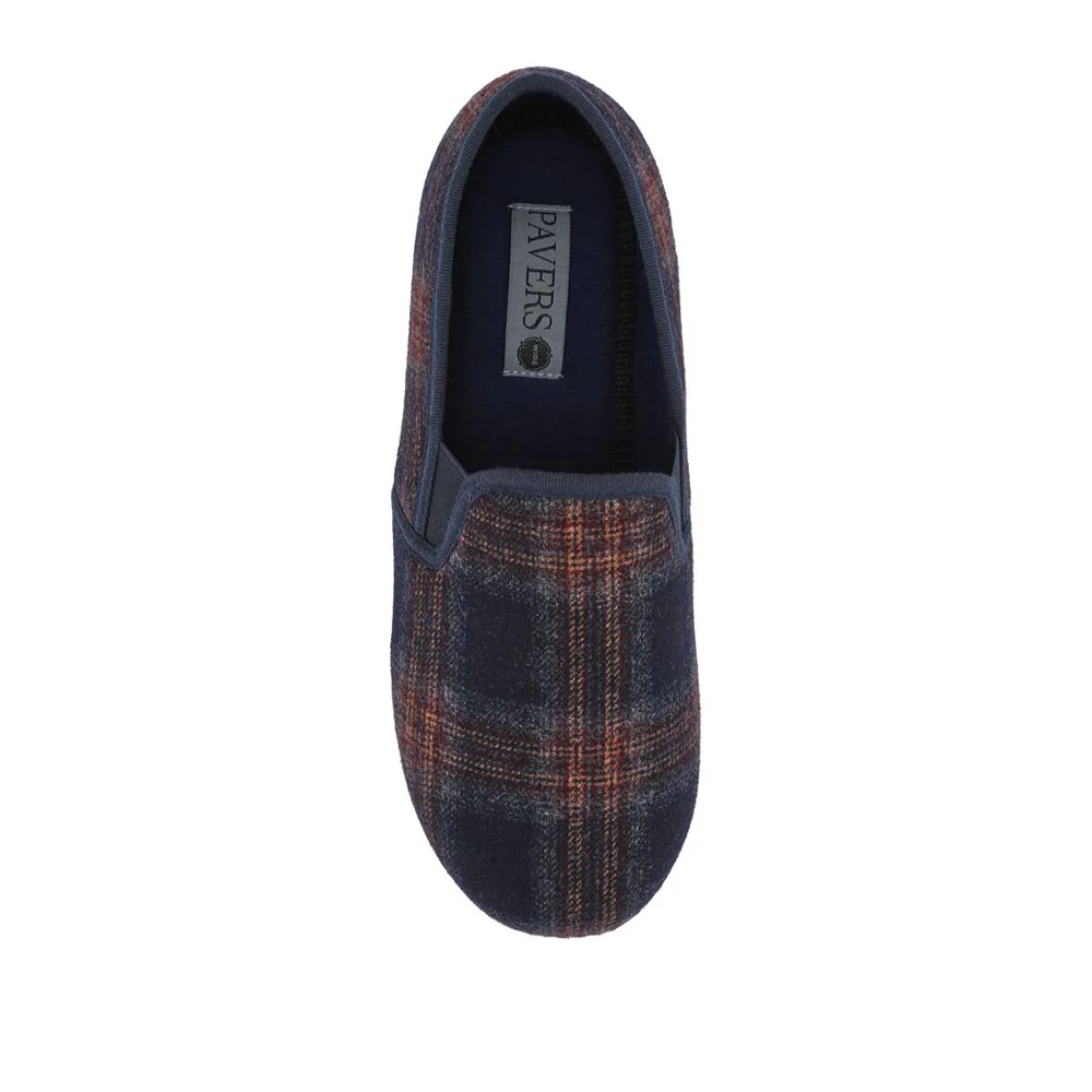 Wide Fit Memory Foam Slippers - QING42012 / 327 973 - Navy - Image 4