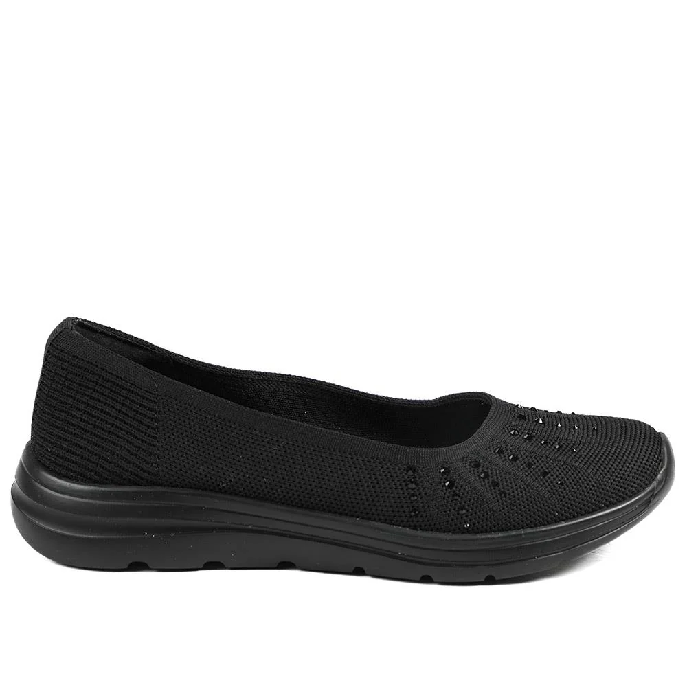 Wide Fit Memory Foam Sporty Pumps - BRK43008 / 328 977 - Black - Image 2