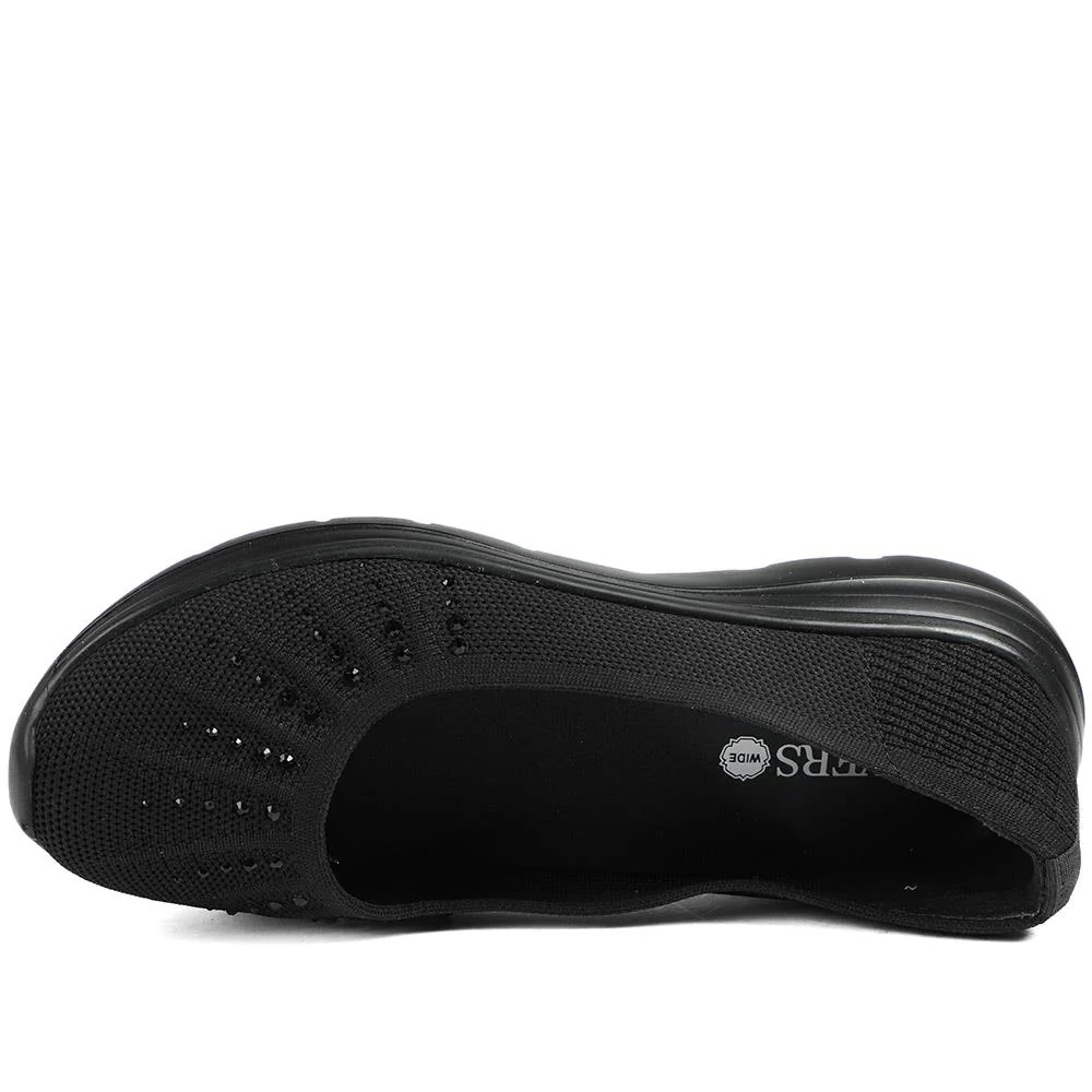 Wide Fit Memory Foam Sporty Pumps - BRK43008 / 328 977 - Black - Image 4