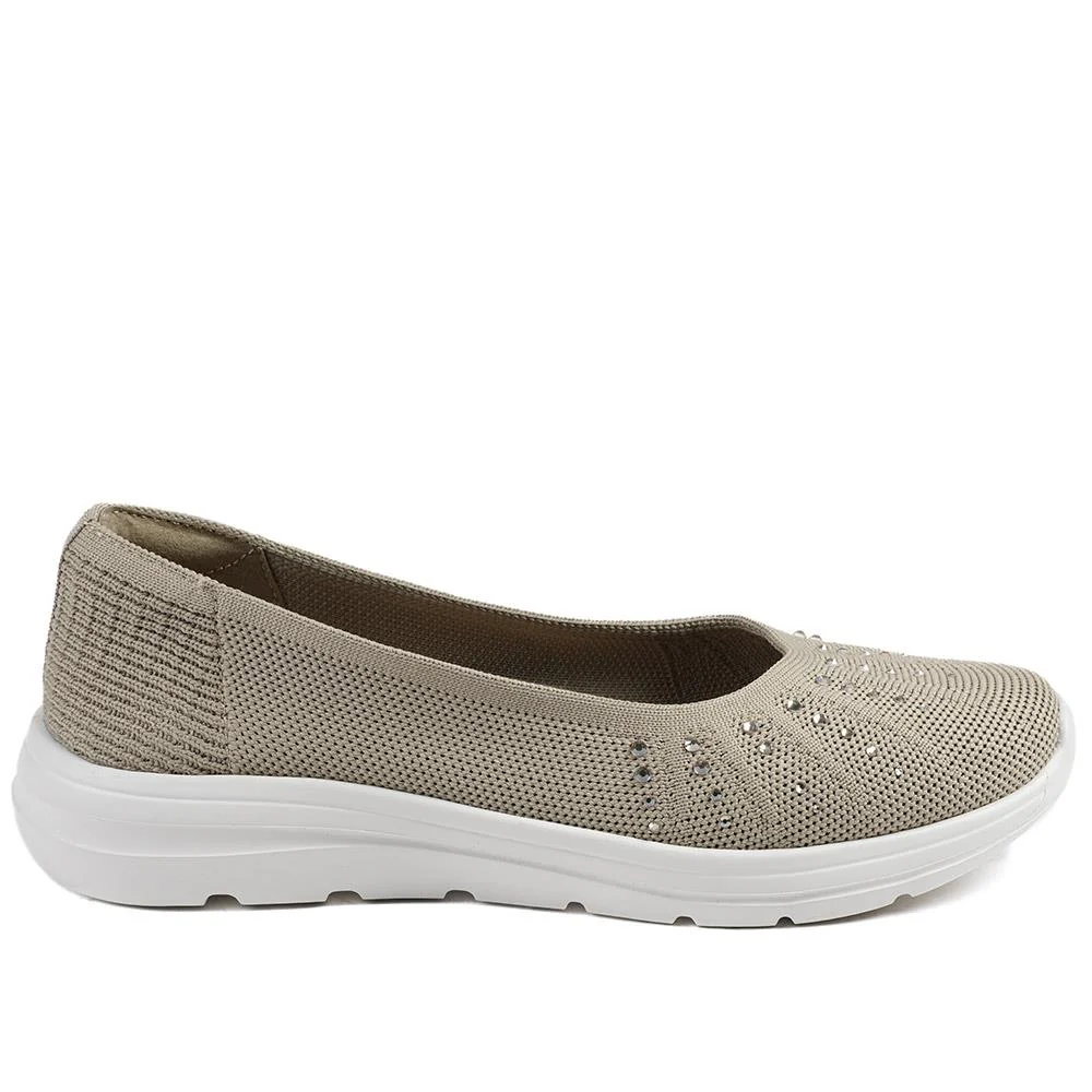 Wide Fit Memory Foam Sporty Pumps - BRK43008 / 328 977 - Taupe - Image 3