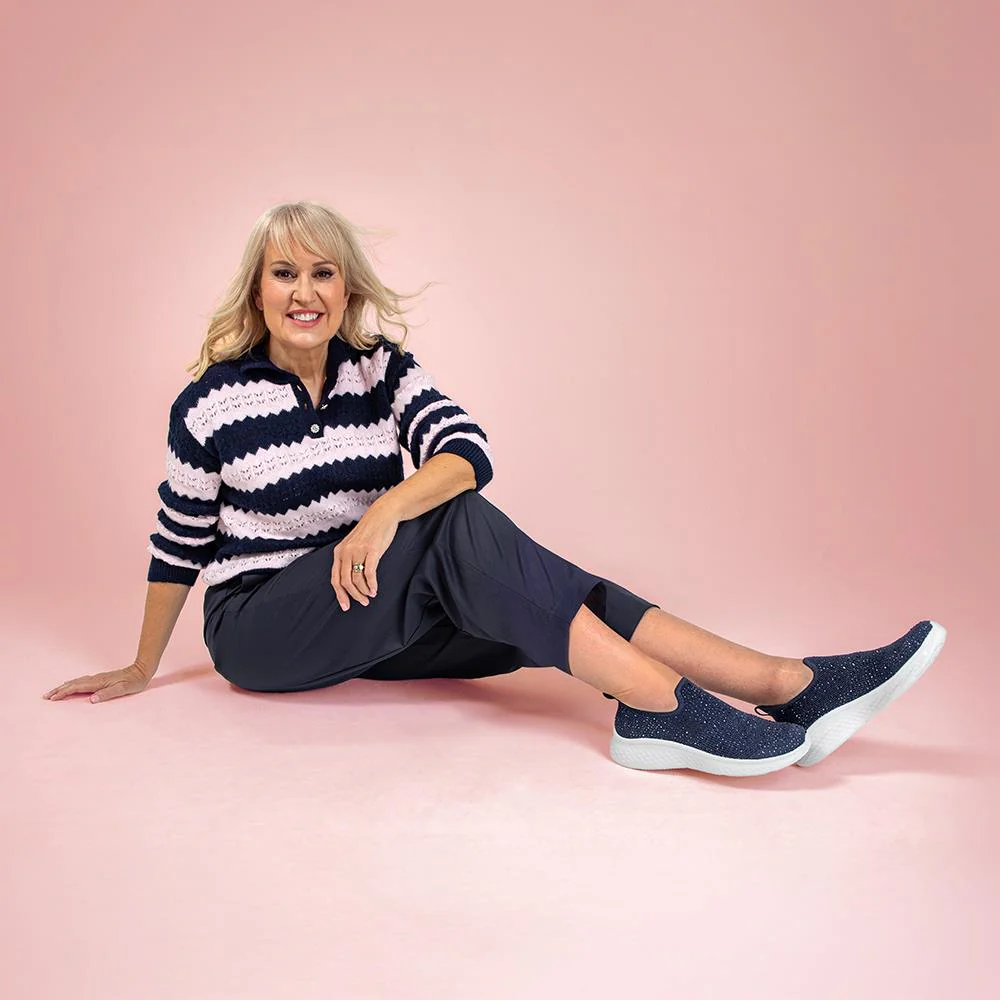 Wide Fit Memory Foam Easy Step In Trainers - BRK43042 / 329 071 - Navy - Image 2