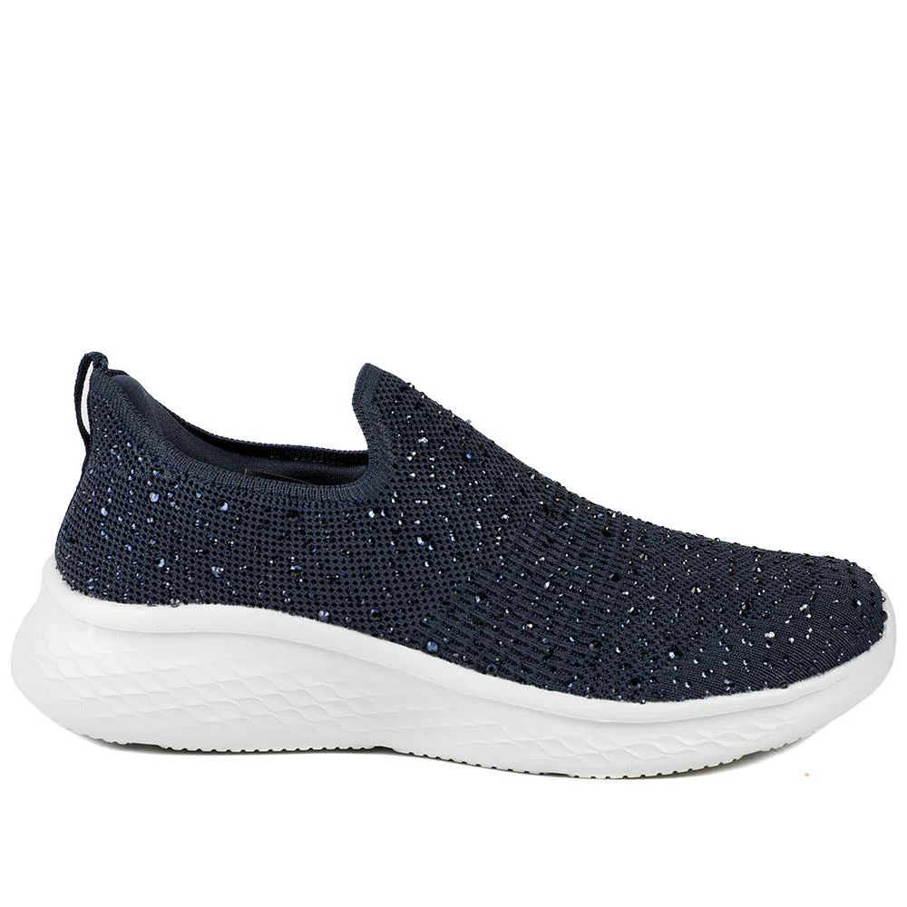 Wide Fit Memory Foam Easy Step In Trainers - BRK43042 / 329 071 - Navy - Image 3