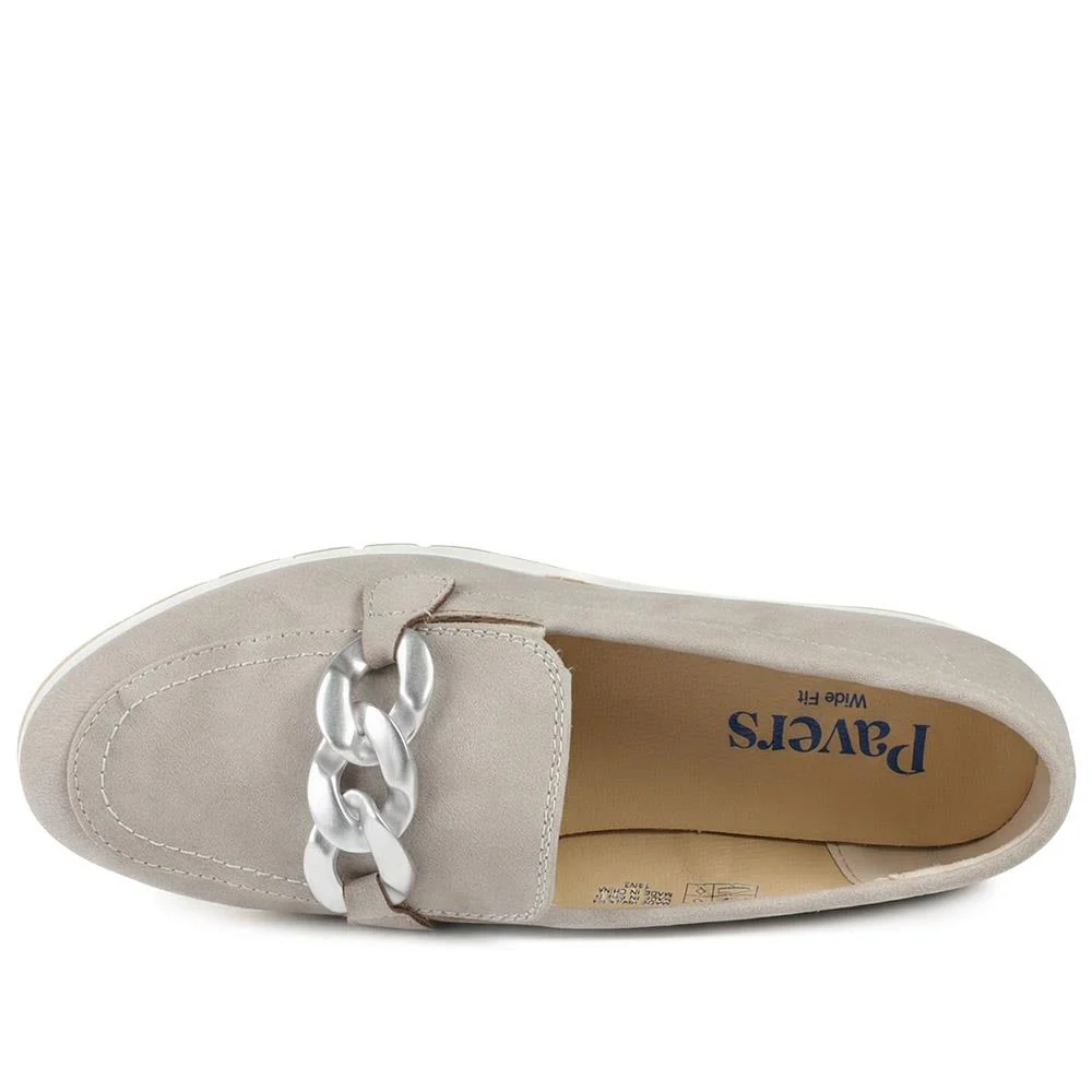 Wide Fit Memory Foam Wedged Loafers - WBINS43073 / 329 003 - Beige - Image 4