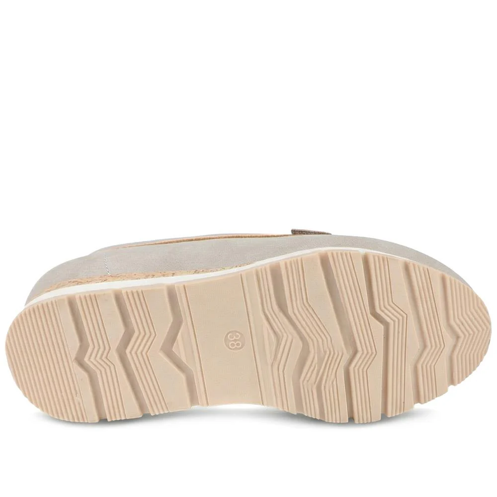 Wide Fit Memory Foam Wedged Loafers - WBINS43073 / 329 003 - Beige - Image 5