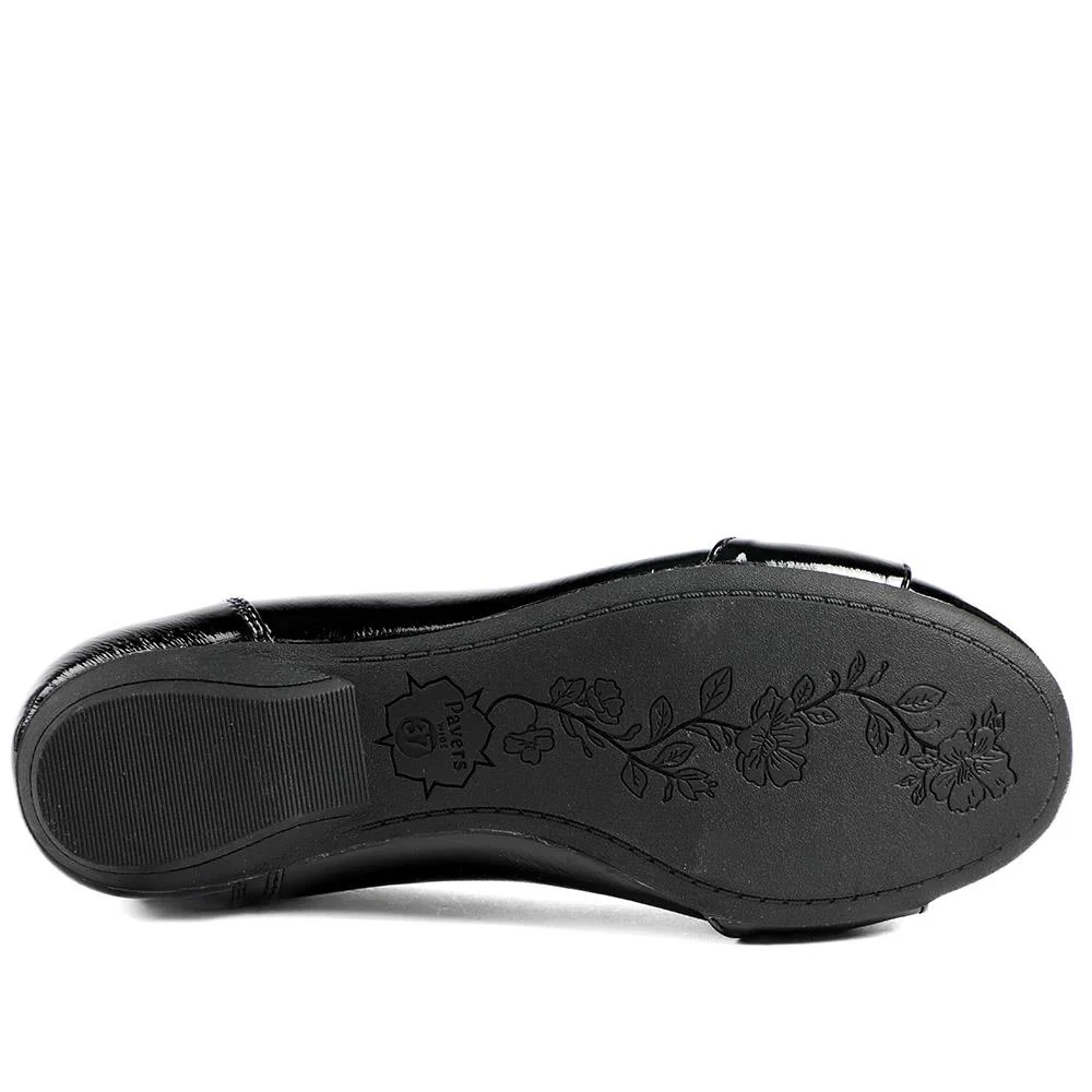 Wide Fit Patent Bow Detail Ballet Flats - WBINS43066 / 329 025 - Black Patent - Image 6