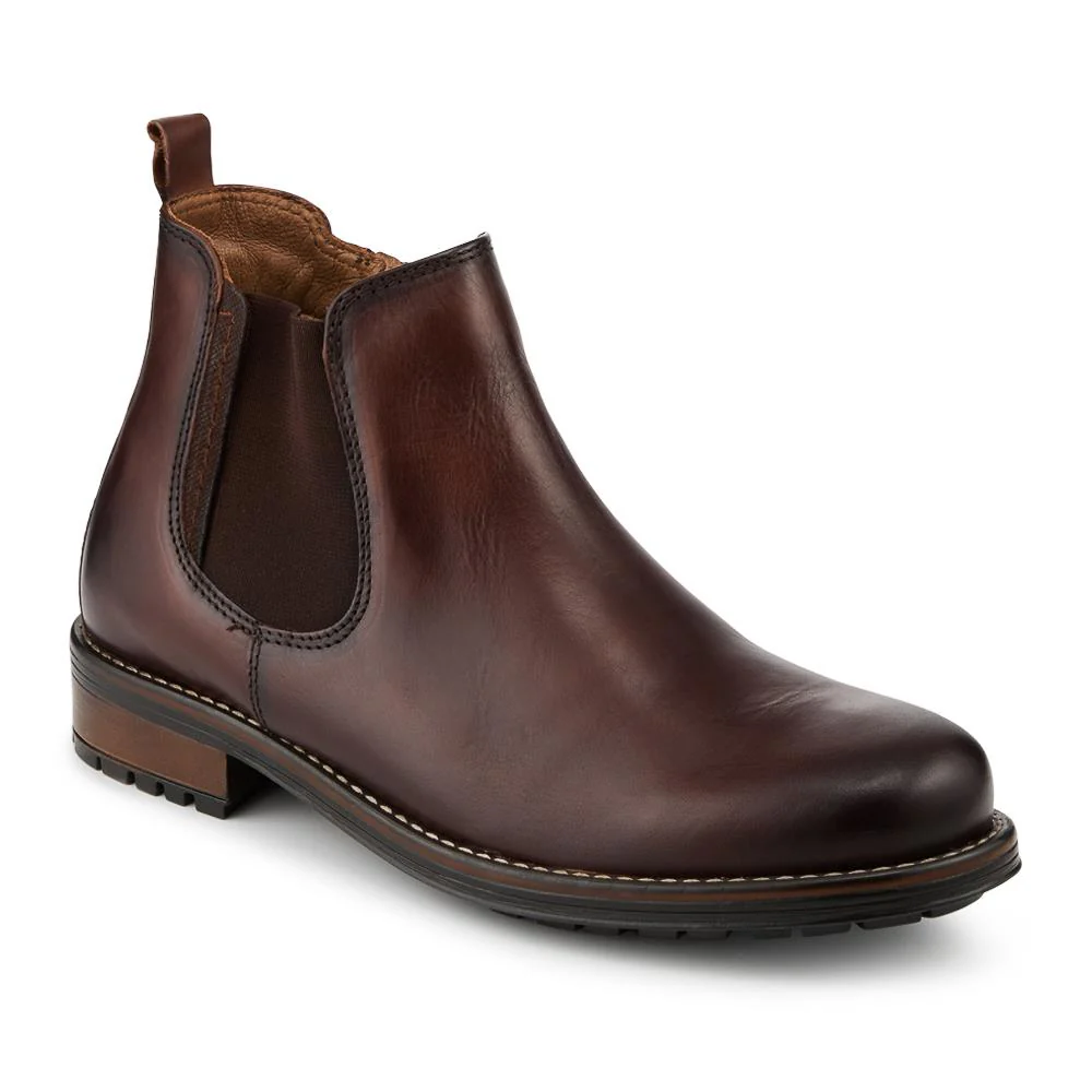 Wide Fit Premium Leather Chelsea Boots - FBFOO42007 / 327 999 - Brown