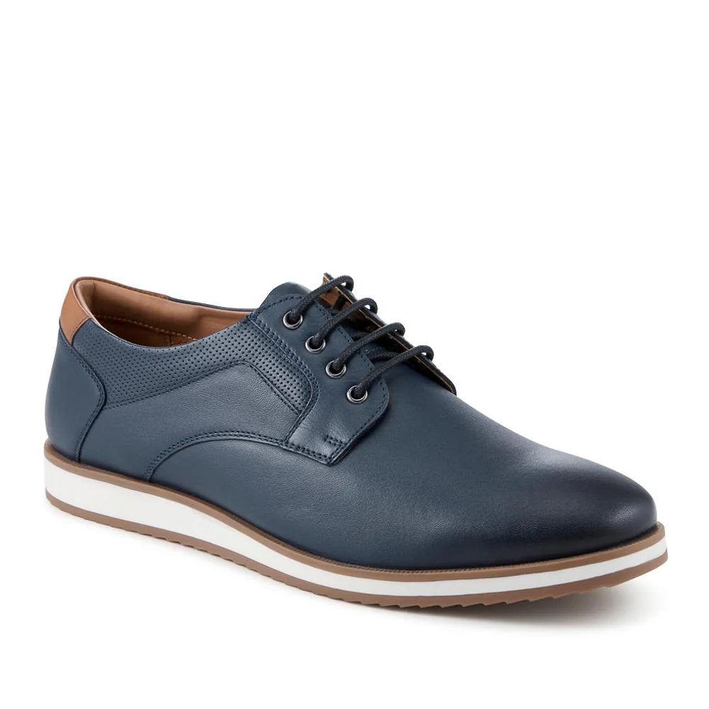 Wide Fit Premium Leather Lace Up Shoes - PRFEM42004 / 328 118 - Navy