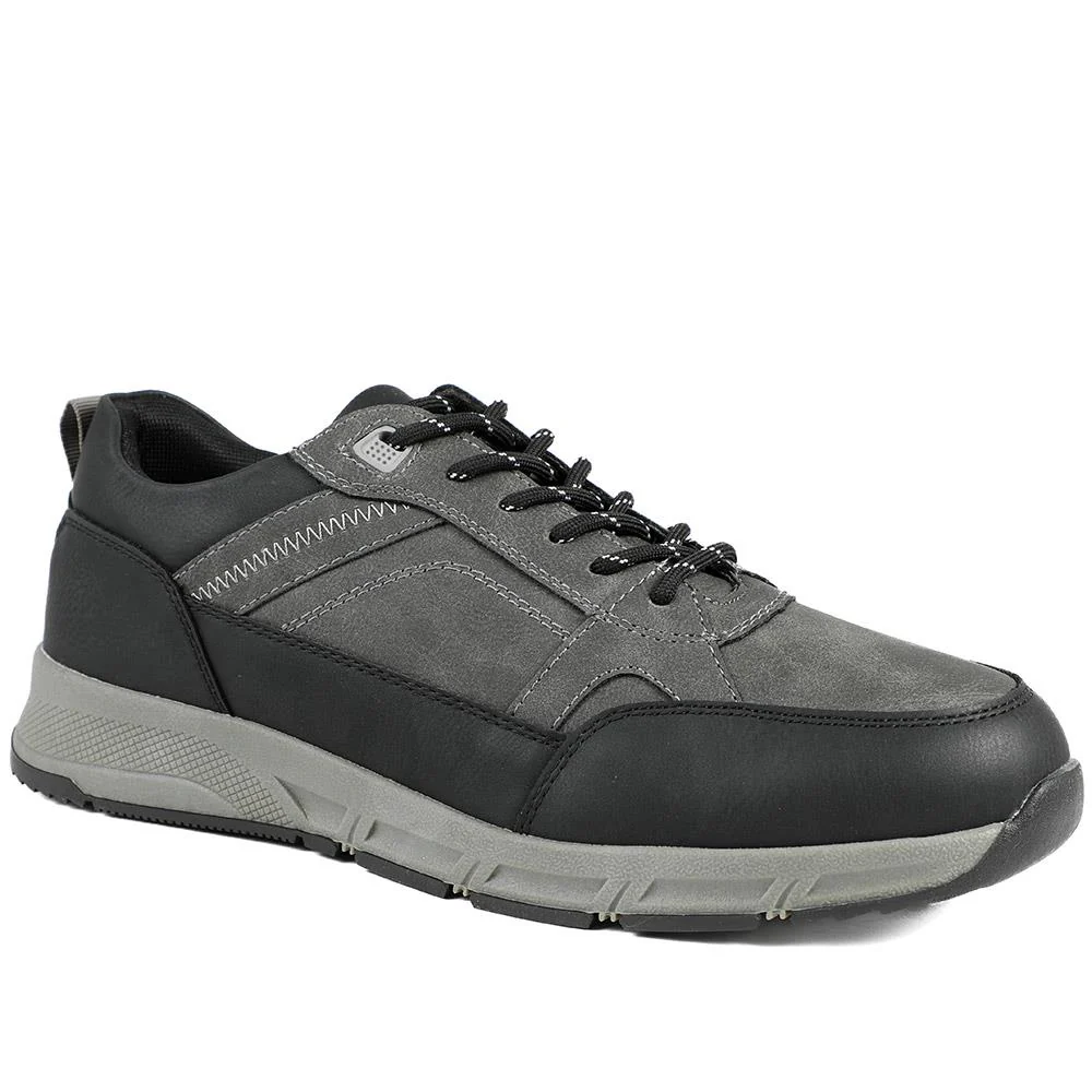 Wide Fit Rugged Lace Up Trainers - WBINS42068 / 327 865 - Grey