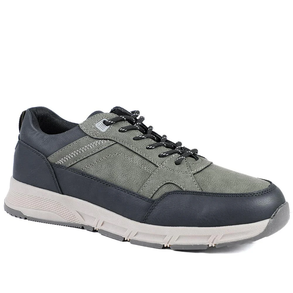 Wide Fit Rugged Lace Up Trainers - WBINS42068 / 327 865 - Khaki
