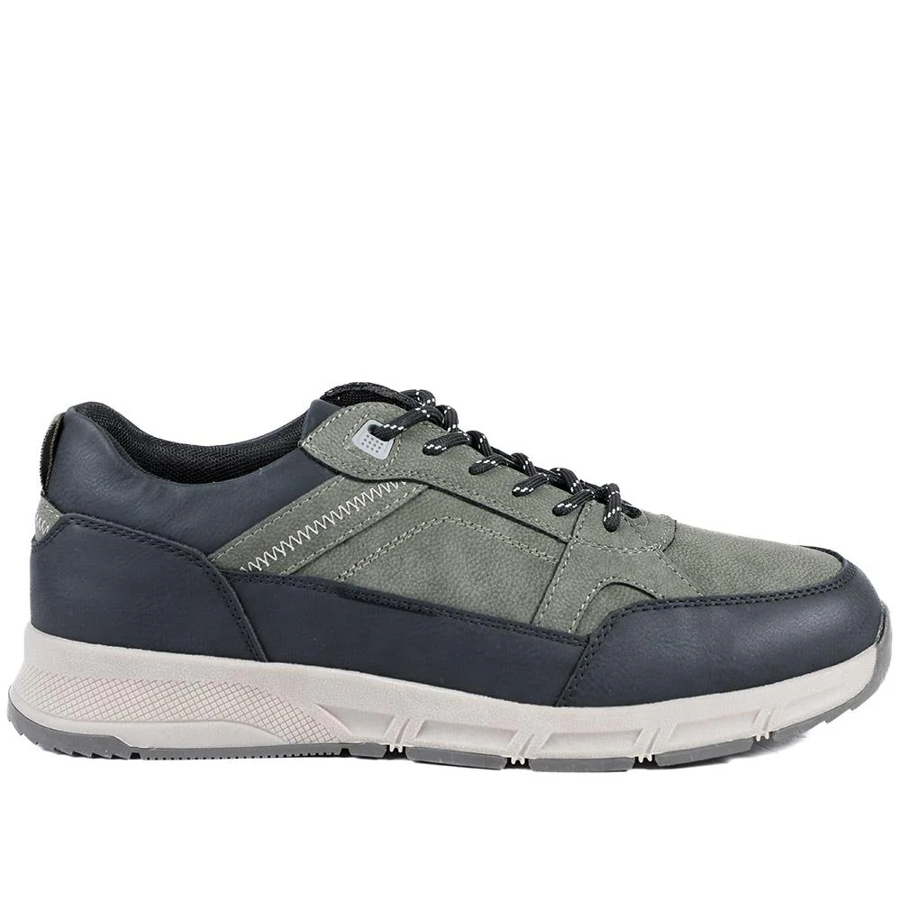 Wide Fit Rugged Lace Up Trainers - WBINS42068 / 327 865 - Khaki - Image 3