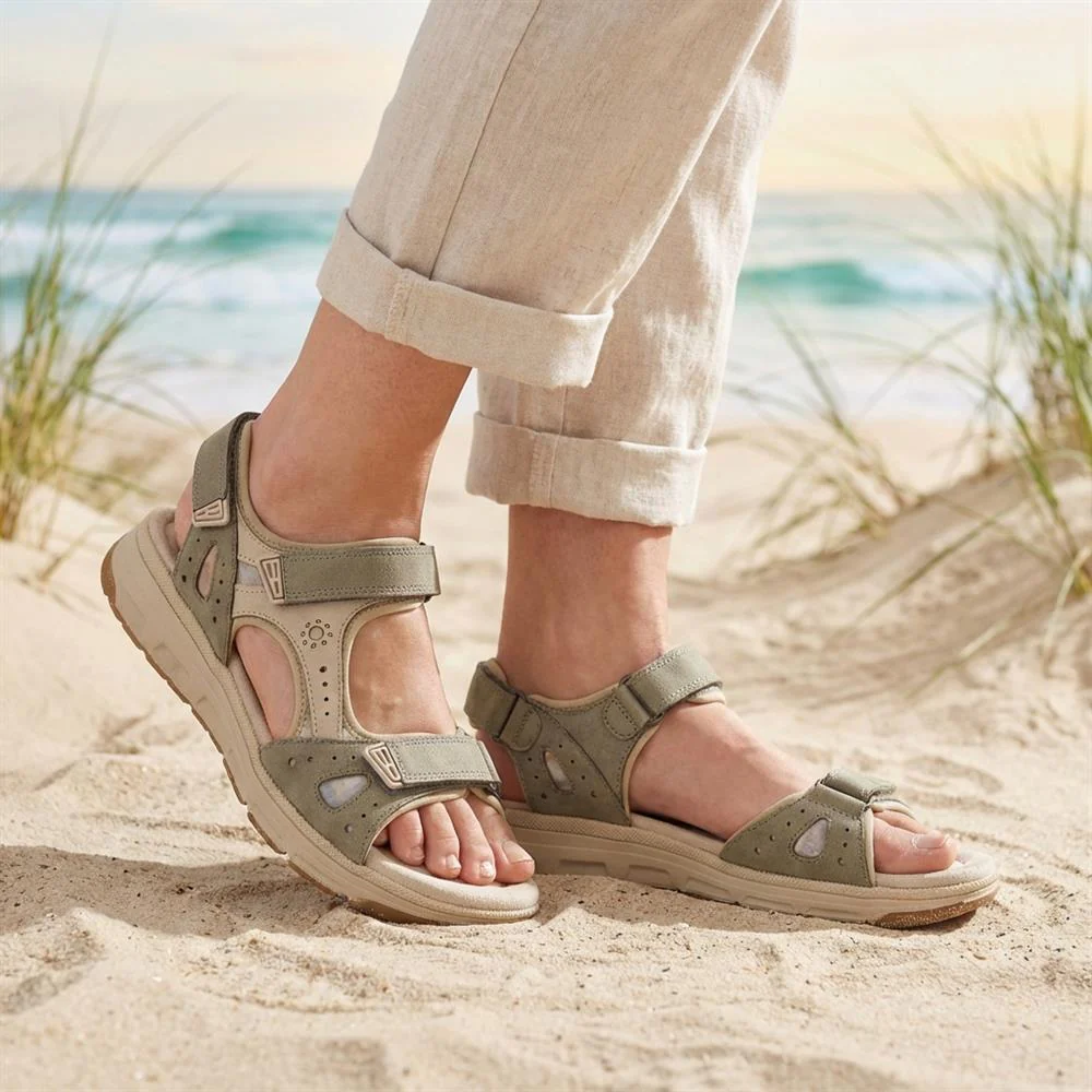Wide-Fit Shock-Absorbing Sandals - RELIF41009 / 327 187 - Khaki - Image 2