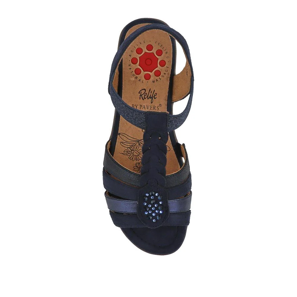 Wide-Fit Shock-Absorbing Sandals - RELIF41058 / 327 185 - Navy - Image 4