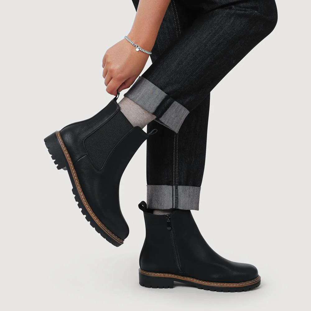 Wide Fit Slip On Boots With Side Zip - WK42004 / 328 123 - Black - Image 5