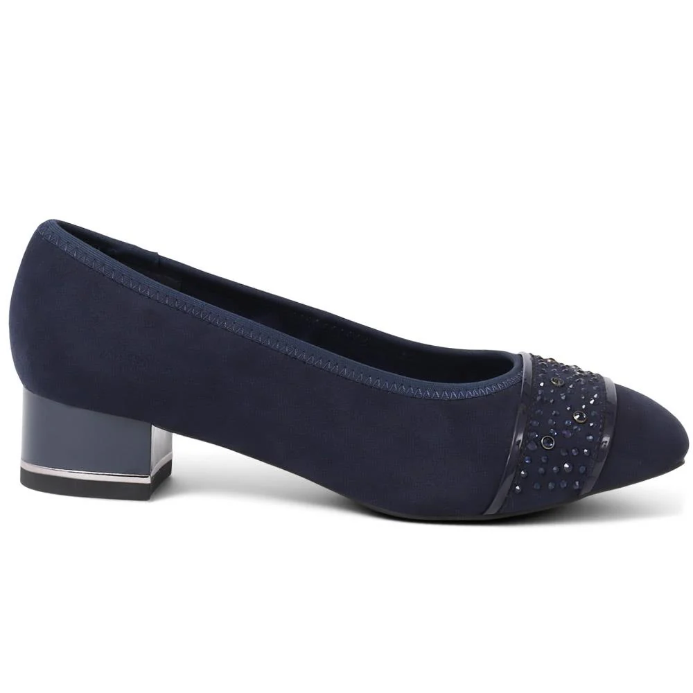 Wide Fit Slip On Court Shoes - PLAN39013 / 325 529 - Navy - Image 2