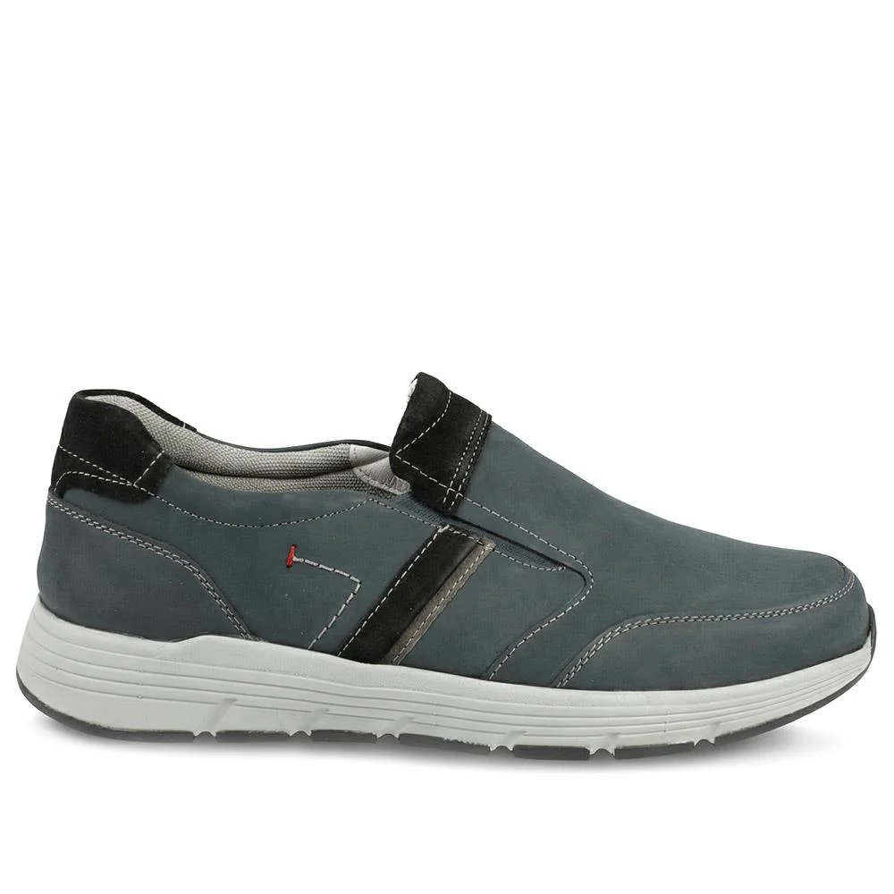 Wide-Fit Slip-On Leather Shoes - PARK41037 / 327 280 - Navy - Image 2