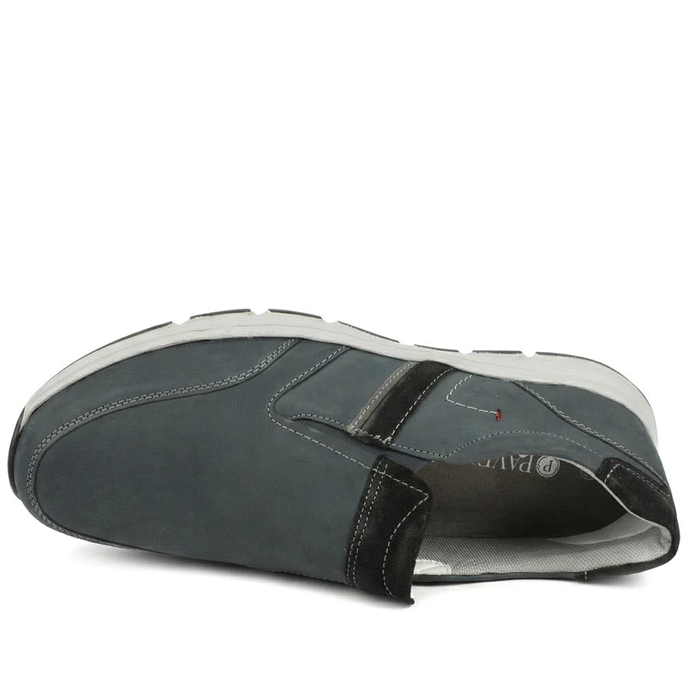 Wide-Fit Slip-On Leather Shoes - PARK41037 / 327 280 - Navy - Image 4
