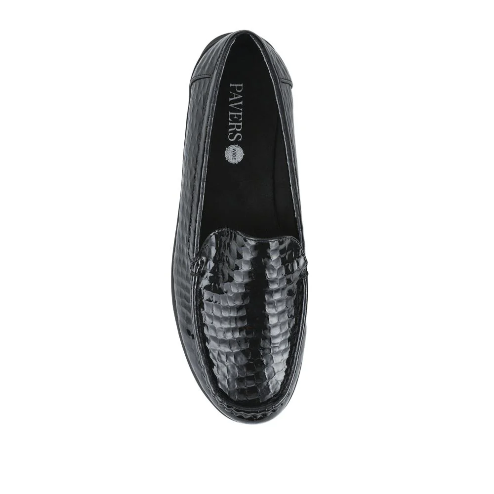 Wide Fit Slip-On Moccasins - WBINS42074 / 328 157 - Black Patent Croc - Image 4