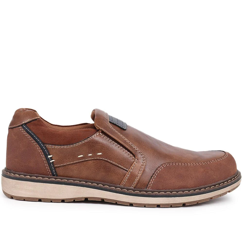 Wide Fit Slip-On Trainers - WBINS40053 / 325 792 - Tan - Image 2