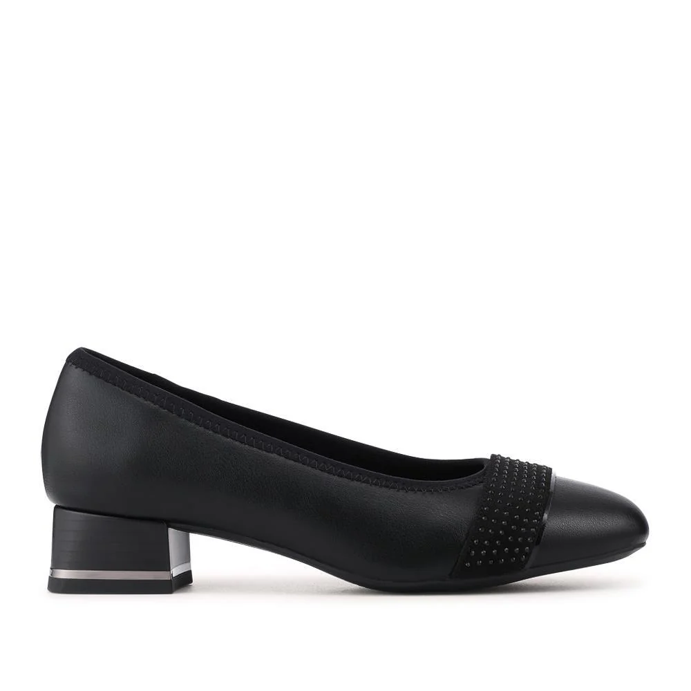Smart Block Heel Slip On Shoes - SANYI42023 / 328 219 - Black - Image 2