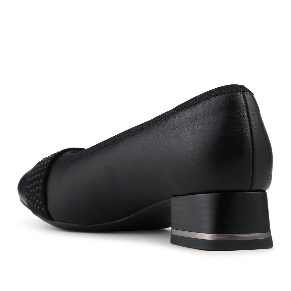 Smart Block Heel Slip On Shoes - SANYI42023 / 328 219 - Black - Image 3